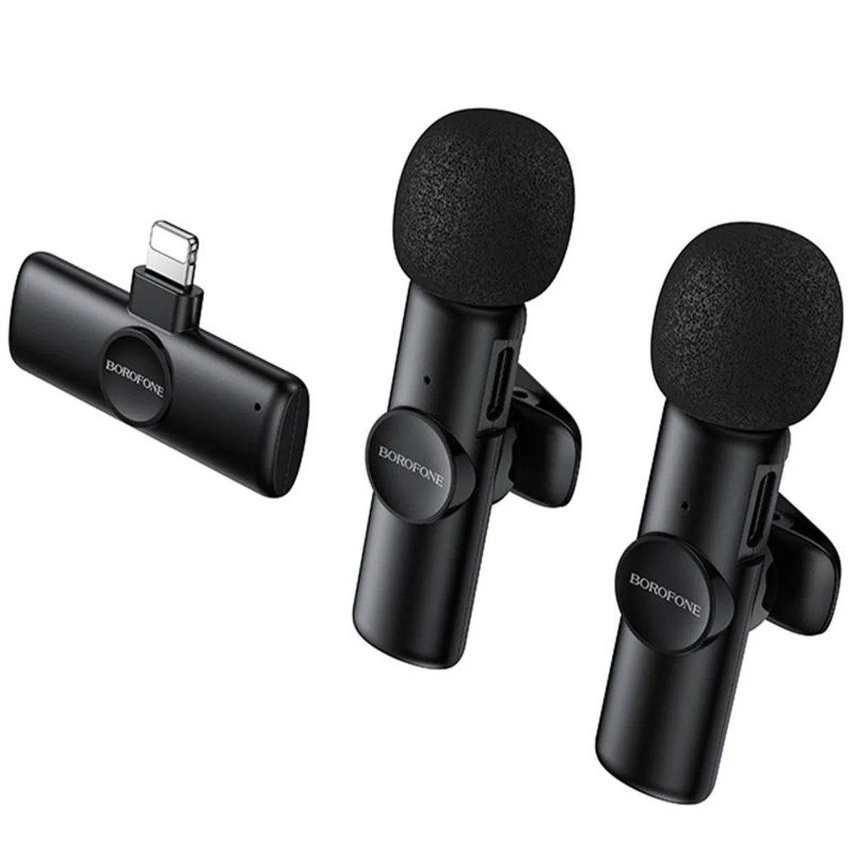 Петличный беспроводной микрофон Borofone BFK16A Winner dual-mic Type-C Black