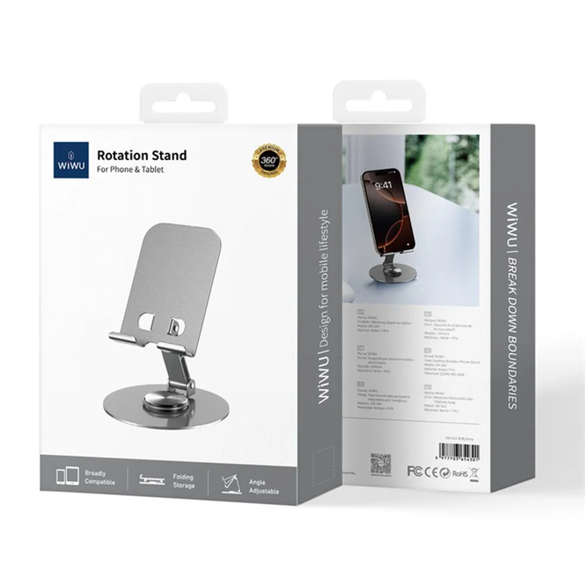 Подставка для телефона WIWU ZM-014 Desktoop Rotation Stand Grey
