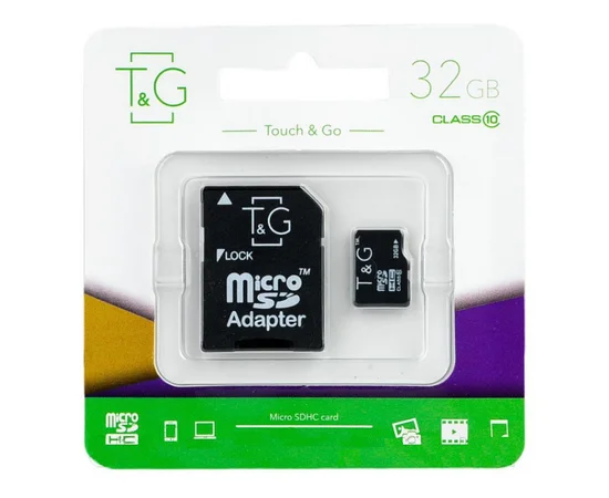 Карта памяти T&G microSDHC 32 GB class 10 (с адаптером) Черный