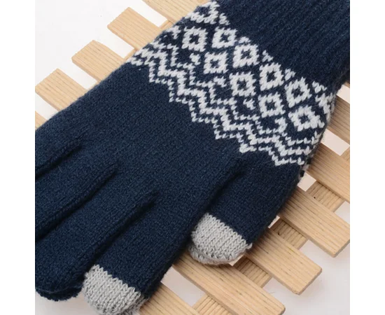 Перчатки сенсорные SHOU с узором Темно-синий