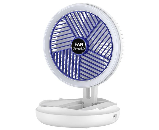 Настільний складаний вентилятор Folding Fan 2in1 with Night Light White