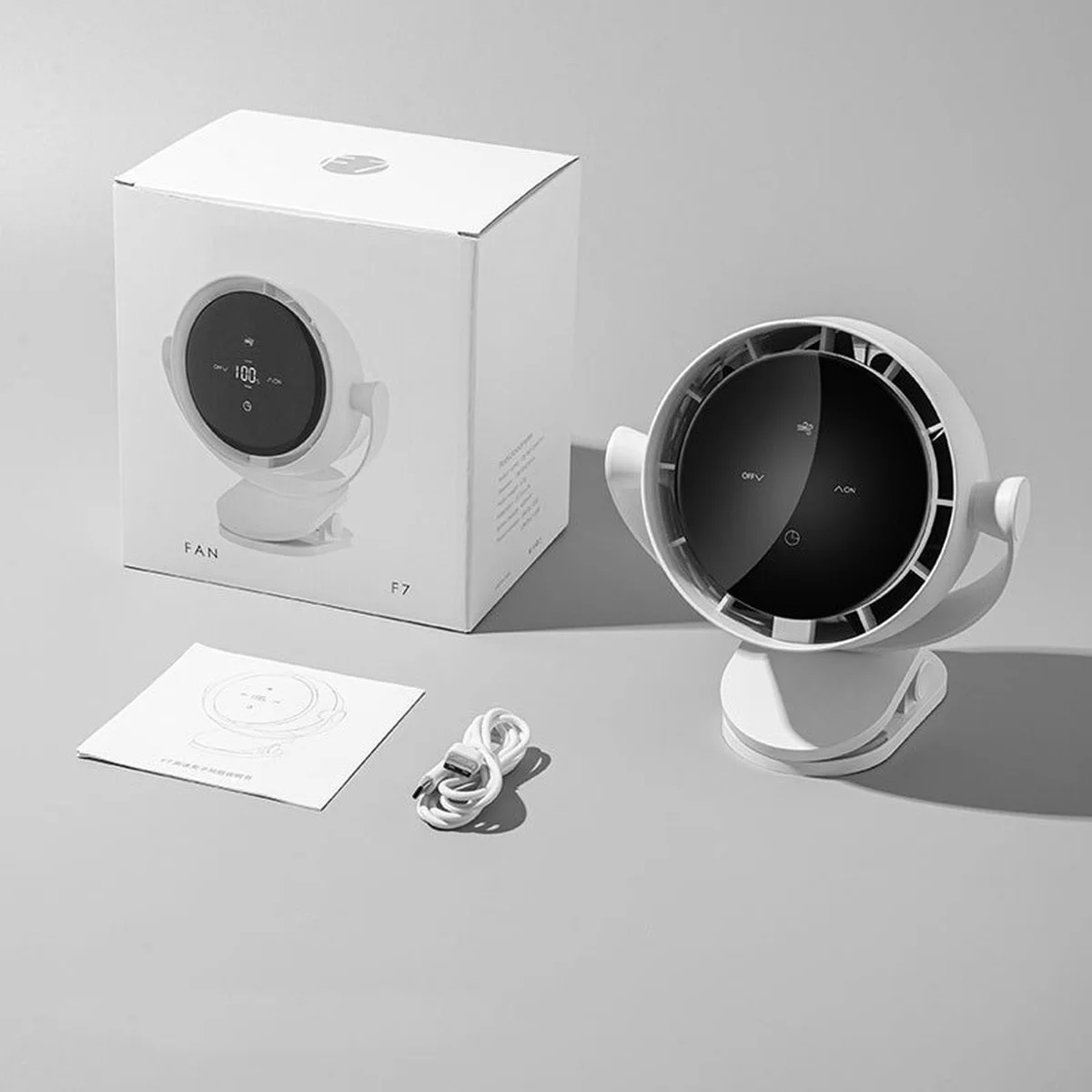 Настольный вентилятор F7 с зажимом 4000mAh White
