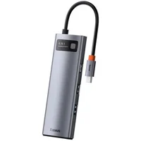Переходник HUB Baseus Metal Gleam Series 7-Port (Type-C to HDMI+USB3.0*3+PD+RJ45) (B0003070) Station Gray