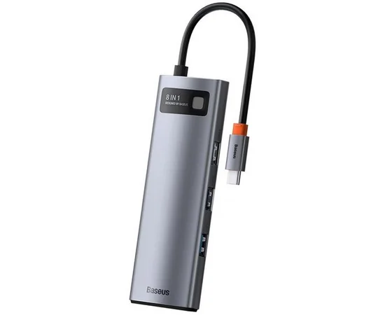 Перехідник HUB Baseus Metal Gleam Series 7-Port (Type-C to HDMI+USB3.0*3+PD+RJ45) (B0003070)