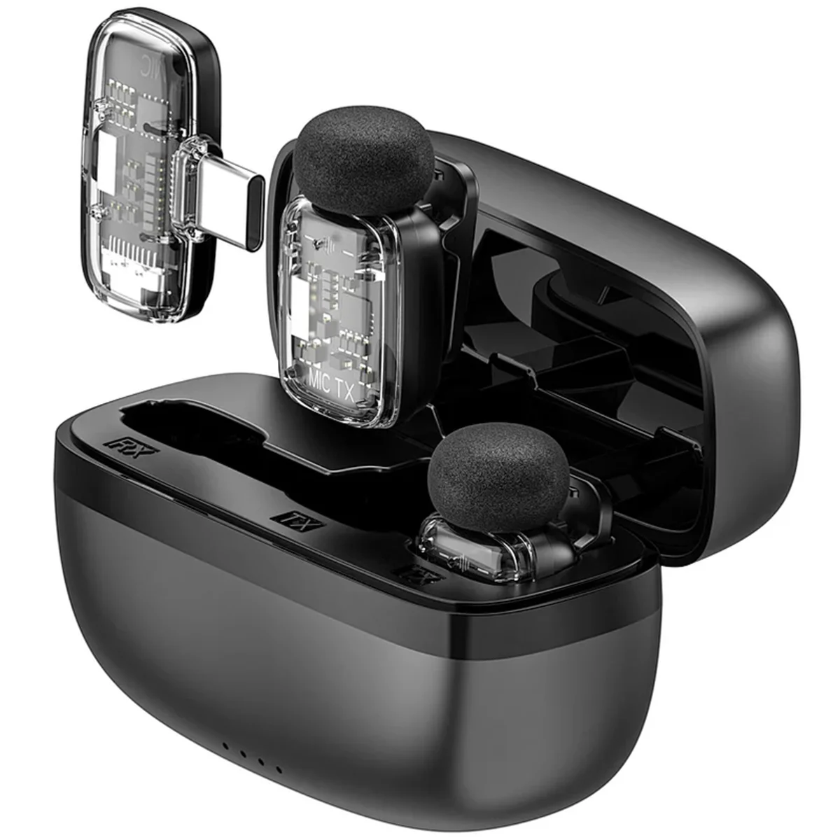 Петличный беспроводной микрофон WIWU WM008 Dual-mic ANC Type-C Black