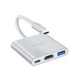 Перехідник HUB Hoco HB14 Type-C to USB3.0+HDMI+PD Сталевий