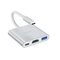 Переходник HUB Hoco HB14 Type-C to USB3.0+HDMI+PD Стальной