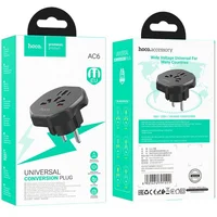 Сетевой универсальный переходник Hoco AC6 3in1 (EU) Black