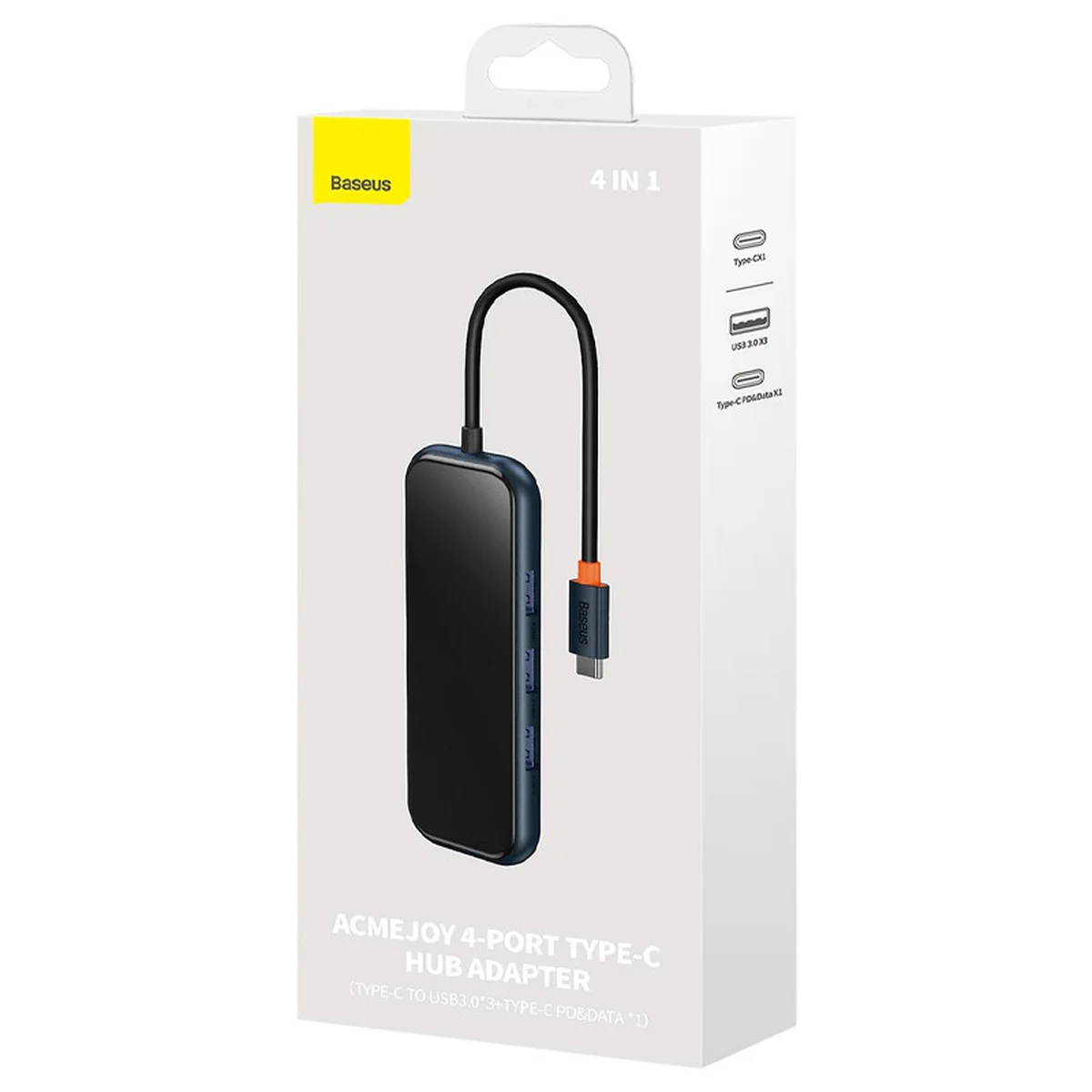 Переходник Baseus Hub AcmeJoy 4-Port Type-C (USB3.0*3+Type-C PD&Data*1) (WKJZ) Dark Gray