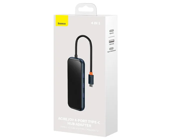 Перехідник Baseus Hub AcmeJoy 4-Port Type-C (USB3.0*3+Type-C PD&Data*1) (WKJZ) Dark Gray