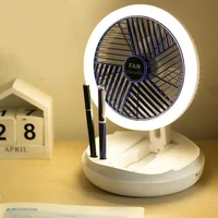 Настільний складаний вентилятор Folding Fan 2in1 with Night Light White
