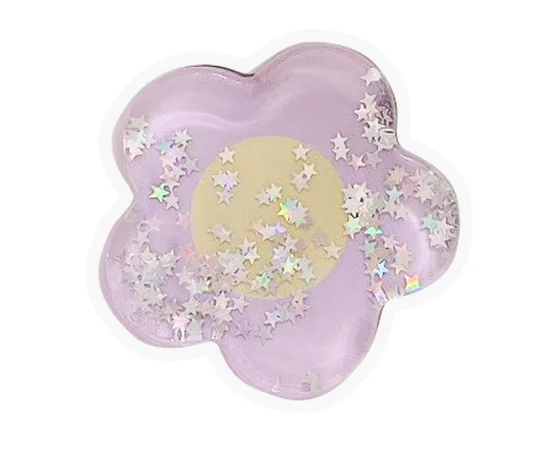 Держатель для телефона круглый (liquid shine) Цветок / Сиреневый