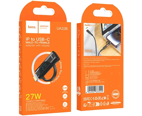 Переходник Hoco UA32B Lightning male to Type-C female display adapter Black