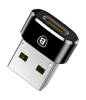Переходник Baseus USB Male To Type-C Female Adapter Converter 3A (CAAOTG-01) Черный