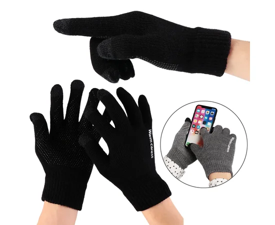 Перчатки сенсорные Warm caress (нескользящие) Черный