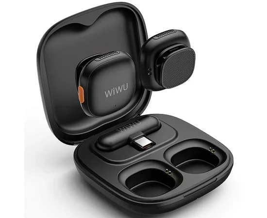 Петличный беспроводной микрофон WiWU Wi-WM006 AI Adaptive Noise Reduction Type-C Black