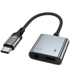 Переходник Hoco UPA34 Type-C to Type-C + 3.5mm Metal gray