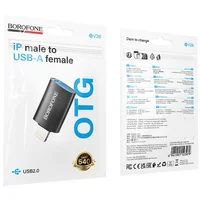 Переходник Borofone BV26 Lightning Male to USB Female USB2.0 Black