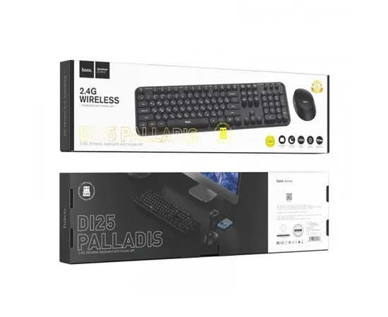 Набор клавиатура (кир.) + мышь Hoco DI25 Palladis 2.4G, беспроводной Черный