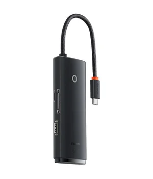 Перехідник HUB Baseus Lite Series 6in1 (Type-C to HDMI+2xUSB3.0+Type-C Data+SD/TF) (WKQX050001) Black