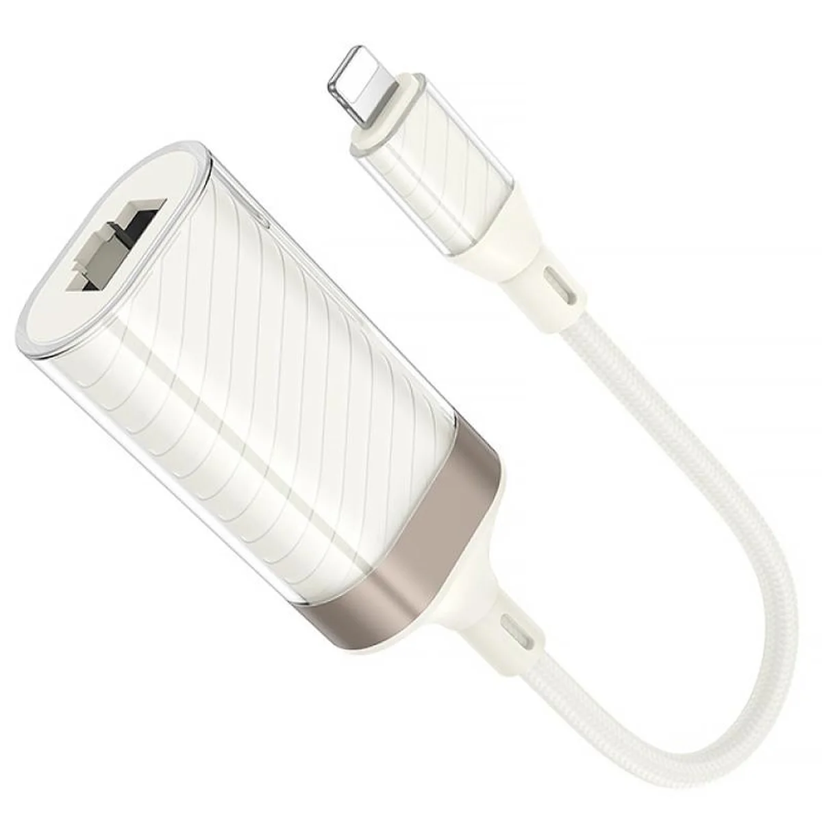 Переходник Hoco UA41A Crystal Lightning to RJ45 100 Mbs (0.15m) Apricot