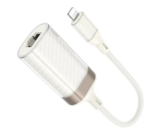 Переходник Hoco UA41A Crystal Lightning to RJ45 100 Mbs (0.15m) Apricot