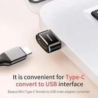 Переходник Baseus USB Male To Type-C Female Adapter Converter 3A (CAAOTG-01) Черный