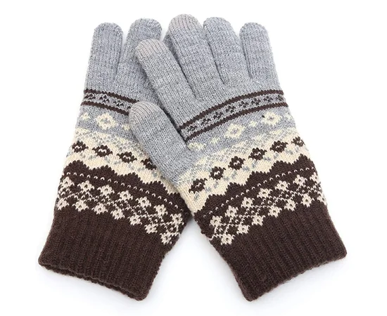 Перчатки сенсорные Color Series с узором Серый / Коричневый