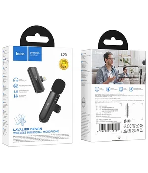 Петличный беспроводной микрофон Hoco L20 Fair Lightning Black