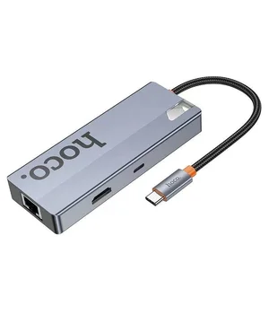 Переходник HUB Hoco HB51 Wow 6in1 (Type-C to HDTV+RJ45+PD+3xUSB3.0) Deep space gray