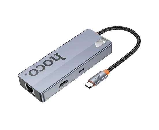 Переходник HUB Hoco HB51 Wow 6in1 (Type-C to HDTV+RJ45+PD+3xUSB3.0) Deep space gray