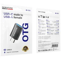 Переходник Borofone BV26C Type-C Male to USB Female USB3.0 Black