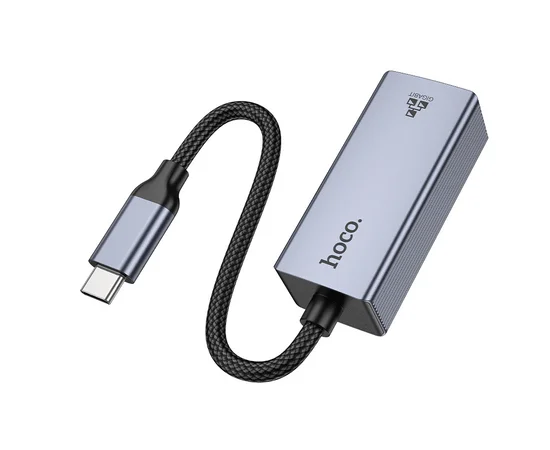 Интернет адаптер Hoco UA37 1000 Mbps (Type-C to RJ45) Metal gray