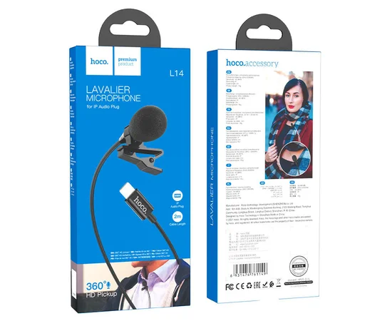 Мікрофон петличний Hoco L14 Lightning Black