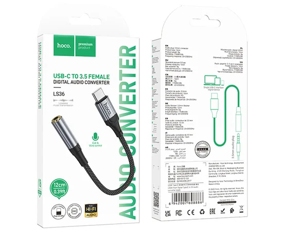 Переходник Hoco LS36 Fresh Type-C to 3,5 AUX Black