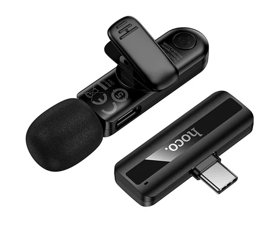Петличный беспроводной микрофон Hoco L20 Fair Type-C Black