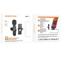 Петличный беспроводной микрофон Borofone BFK12 Trophy lavalier Lightning Black