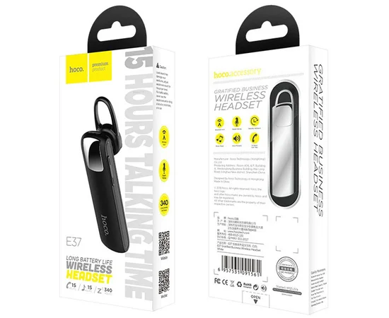 Bluetooth гарнитура HOCO E37 Gratified business Черный