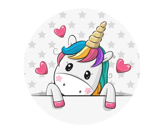 Держатель для телефона круглый (Glass) Единорог / Белый