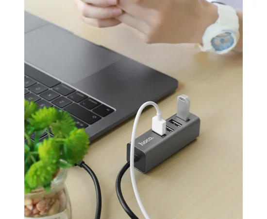 Переходник HUB Hoco HB1 USB 4 port (1m) Стальной
