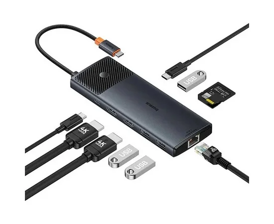 Перехідник HUB Baseus Metal Gleam II OS 10in1 Dual Display (B00061800123-01) Cosmic Black