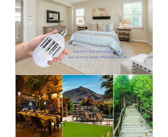 Антимоскитная светодиодная лампочка 2 в 1 против комаров,москитов,мошек фумигатор Белый