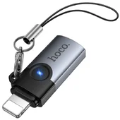 Переходник Hoco UA46A Lightning Male to Type-C Female Metal gray