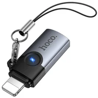 Переходник Hoco UA46A Lightning Male to Type-C Female Metal gray