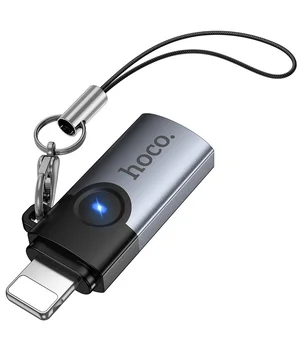 Переходник Hoco UA46A Lightning Male to Type-C Female Metal gray