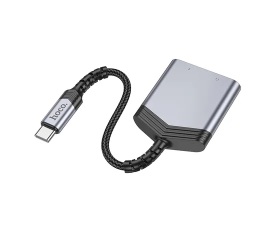 Перехідник Hoco LS39 Type-C to Type-C + 3.5mm Metal gray