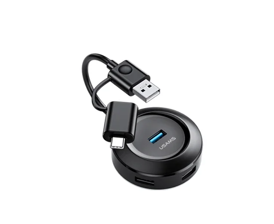 Адаптер USAMS US-SJ416 4 USB HUB Smart Adapter USB3.0+Type-C3.0 Черный