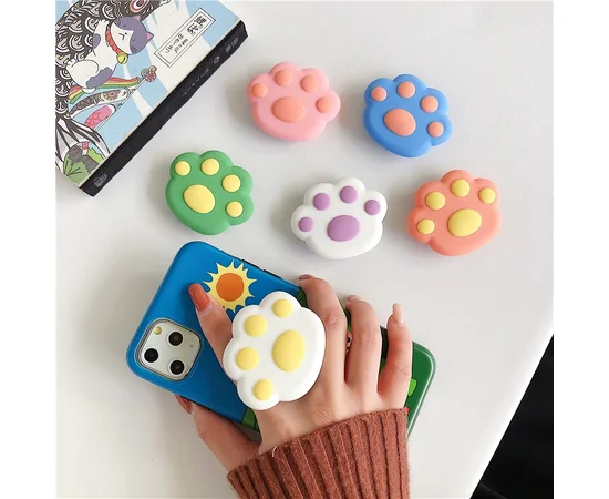 Держатель для телефона 3D Лапа Синяя/Оранжевая