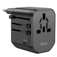 Сетевой универсальный переходник Hoco AC15 Walker PD20W+QC3.0 (2USB-A/1C) (EU) Black