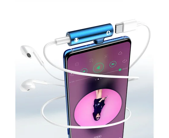 Переходник Usams US-SJ277 AU07 Type-C to Aux 3.5mm Синий